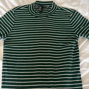 small green striped shirt